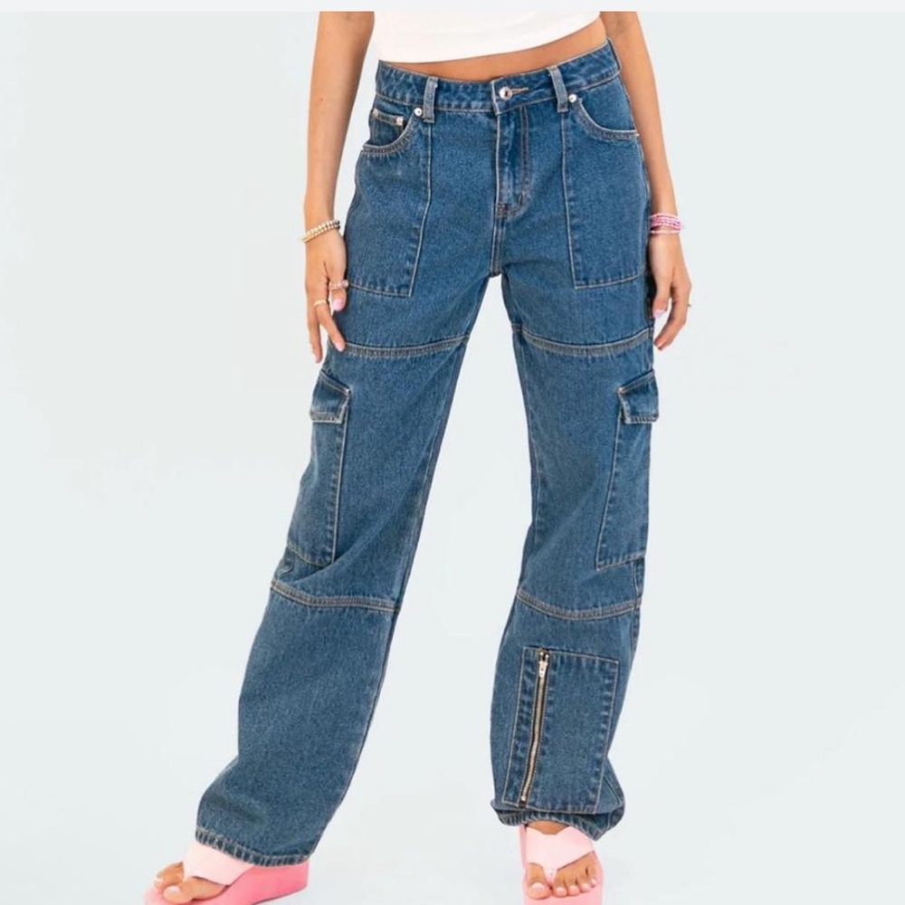 EDIKTED Blue Cargo Jeans